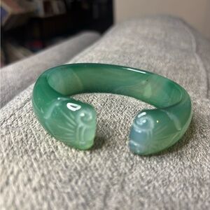 Green Carved Agate Bangle